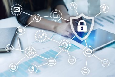 Siber Güvenlik, veri koruma, bilgi güvenliği ve şifreleme. İnternet Teknoloji ve iş kavramı.