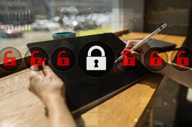 Siber Güvenlik, veri koruma, bilgi güvenliği ve şifreleme. İnternet Teknoloji ve iş kavramı.