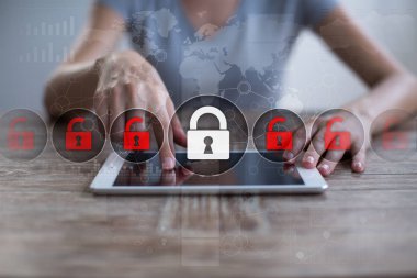 Siber Güvenlik, veri koruma, bilgi güvenliği ve şifreleme. İnternet Teknoloji ve iş kavramı.