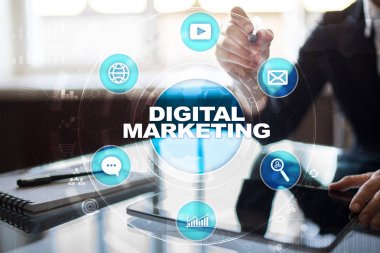 Dijital Pazarlama teknoloji kavramı. Internet. Online. Arama Motoru Optimizasyonu. SEO. SMM. reklam.