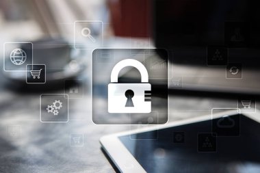 Veri koruma, siber güvenlik, bilgi güvenliği ve şifreleme. İnternet Teknoloji ve iş kavramı.