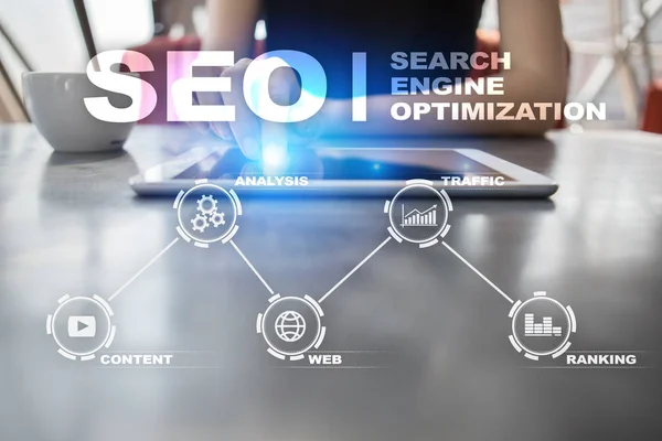 SEO. Search Engine optimization. Cyfrowych online marketing koncepcja technologii andinetrmet. — Zdjęcie stockowe