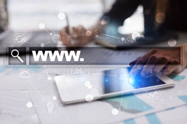 Www metin arama çubuk. Web sitesi Url. Dijital pazarlama. İş, internet ve teknoloji kavramı.