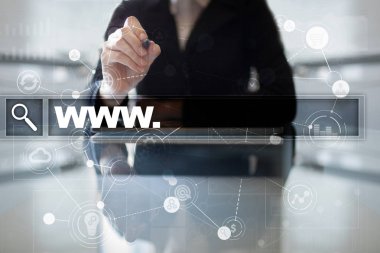 Www metin arama çubuk. Web sitesi Url. Dijital pazarlama. İş, internet ve teknoloji kavramı.