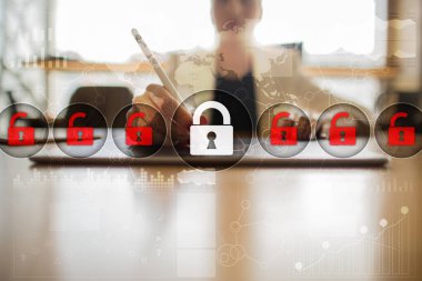 Siber Güvenlik, veri koruma, bilgi güvenliği ve şifreleme. İnternet Teknoloji ve iş kavramı.