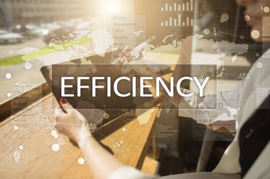 Verimlilik büyüme kavramı. İş ve teknoloji. Sanal ekran.