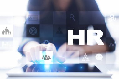 İnsan kaynakları yönetimi, insan kaynakları, işe alım, liderlik ve ekip oluşturma. İş ve teknoloji kavramı.