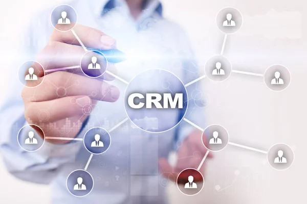 CRM. Conceito de gestão de relacionamento com o cliente. Atendimento ao cliente e relacionamento . — Fotografia de Stock