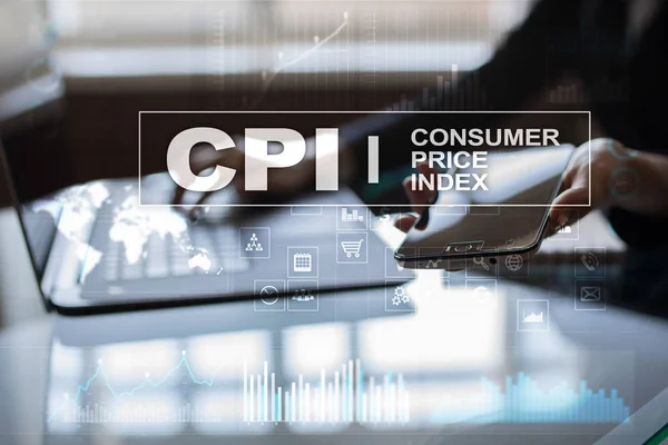 Cpi. Verbraucherpreisindex-Konzept auf virtuellem Bildschirm. — Stockfoto