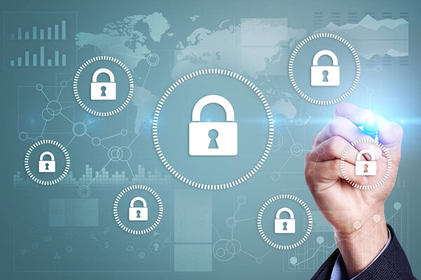 Cyber security, Data protection, information safety and encryption. internet technology and business concept.