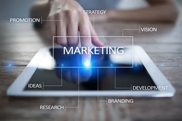 Concepto de negocio de marketing en la pantalla virtual . — Foto de Stock