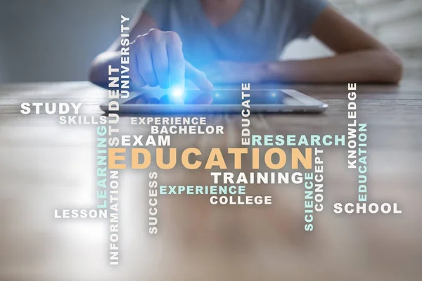 Education words cloud on the virtual screen. — Stock Photo, Image