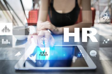 İnsan kaynakları yönetimi, insan kaynakları, işe alım, liderlik ve ekip oluşturma. İş ve teknoloji kavramı.