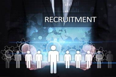 İnsan kaynakları yönetimi, insan kaynakları, işe alım, liderlik ve ekip oluşturma. İş ve teknoloji kavramı.