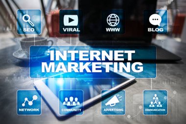 Internet pazarlama kavramı. SEO. İş ve teknoloji.