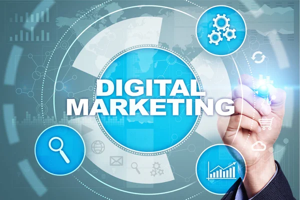 Digitale technologie marketingconcept. Internet. Online. Zoekmachineoptimalisatie. SEO. Smm. reclame. — Stockfoto