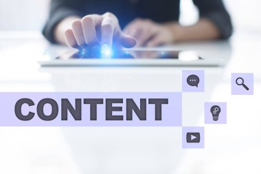 Sanal ekran içerik metni. İş kavramı, teknoloji ve internet. 