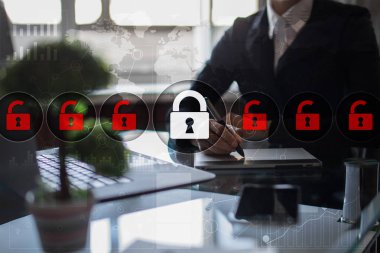 Siber Güvenlik, veri koruma, bilgi güvenliği ve şifreleme. İnternet Teknoloji ve iş kavramı.