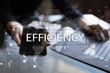 Verimlilik büyüme kavramı. İş ve teknoloji. Sanal ekran.