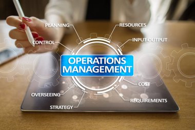 Sanal ekran üzerinde işlemleri Yönetimi iş ve teknoloji kavramı.