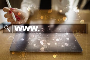 Www metin arama çubuk. Web sitesi Url. Dijital pazarlama. İş, internet ve teknoloji kavramı.