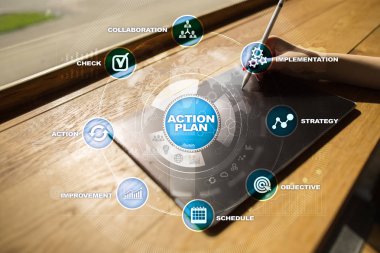 Sanal ekran eylem planı. Planlama kavramı. İş stratejisi.