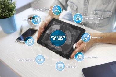 Sanal ekran eylem planı. Planlama kavramı. İş stratejisi.