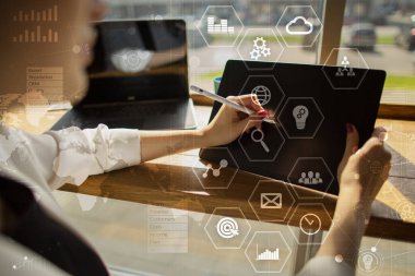 İş kavramı arka plan. Sanal ekran metin için boş yer ile. Internet ve teknoloji.