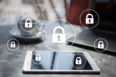 Siber Güvenlik, veri koruma, bilgi güvenliği ve şifreleme. İnternet Teknoloji ve iş kavramı.