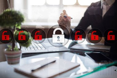 Siber Güvenlik, veri koruma, bilgi güvenliği ve şifreleme. İnternet Teknoloji ve iş kavramı.