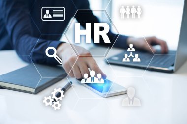 İnsan kaynakları yönetimi, insan kaynakları, işe alım, liderlik ve ekip oluşturma. İş ve teknoloji kavramı.