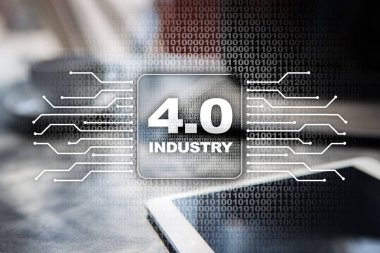 Sanayi 4.0. Çok. Şeylerin Internet. Akıllı üretim kavramı. Endüstriyel 4.0 işlem altyapısı. arka plan.