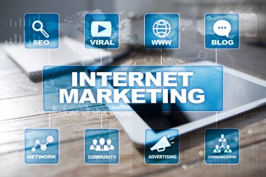 Internet online, dijital pazarlama kavramı. SEO. İş ve teknoloji.