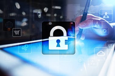 Veri koruma, siber güvenlik, bilgi güvenliği ve şifreleme. İnternet Teknoloji ve iş kavramı.