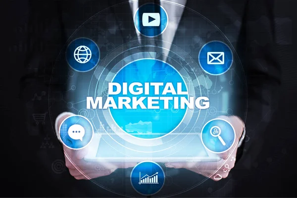 Digitale technologie marketingconcept. Internet. Online. Zoekmachineoptimalisatie. SEO. Smm. reclame. — Stockfoto