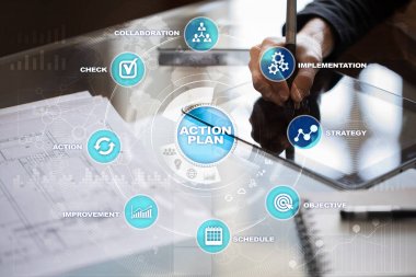 Sanal ekran eylem planı. Planlama kavramı. İş stratejisi.