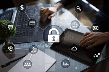 Siber Güvenlik, veri koruma, bilgi güvenliği ve şifreleme. İnternet Teknoloji ve iş kavramı.