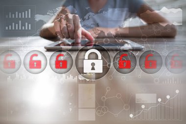 Siber Güvenlik, veri koruma, bilgi güvenliği ve şifreleme. İnternet Teknoloji ve iş kavramı.