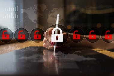 Siber Güvenlik, veri koruma, bilgi güvenliği ve şifreleme. İnternet Teknoloji ve iş kavramı.