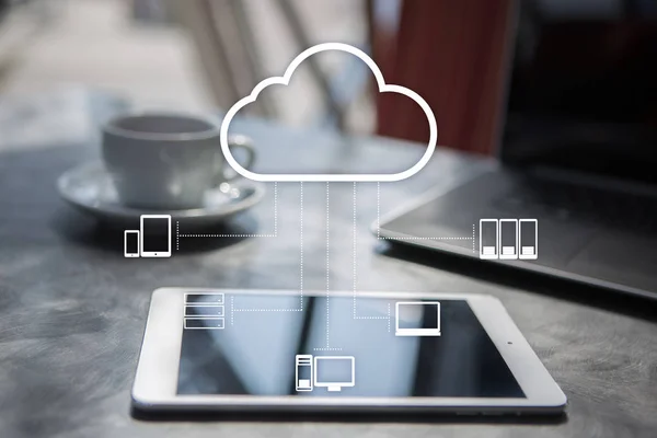 Cloud technologie. Gegevensopslag. Netwerken en internet dienstverleningsconcept. — Stockfoto