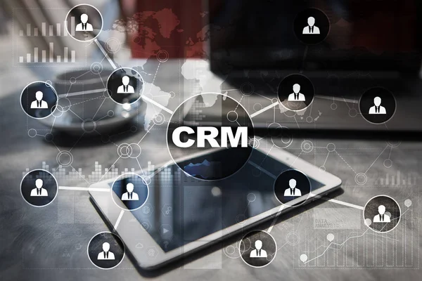 CRM. Conceito de gestão de relacionamento com o cliente. Atendimento ao cliente e relacionamento . — Fotografia de Stock
