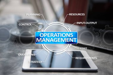 Sanal ekran üzerinde işlemleri Yönetimi iş ve teknoloji kavramı.