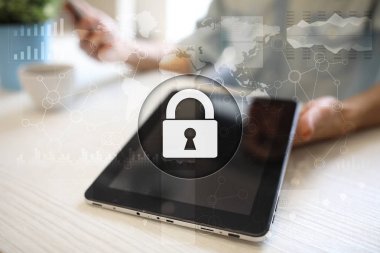 Siber Güvenlik, veri koruma, bilgi güvenliği ve şifreleme. İnternet Teknoloji ve iş kavramı.