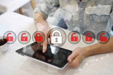 Siber Güvenlik, veri koruma, bilgi güvenliği ve şifreleme. İnternet Teknoloji ve iş kavramı.