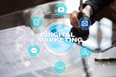 Dijital Pazarlama teknoloji kavramı. Internet. Online. Arama Motoru Optimizasyonu. SEO. SMM. reklam.