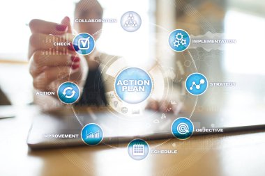 Sanal ekran eylem planı. Planlama kavramı. İş stratejisi.