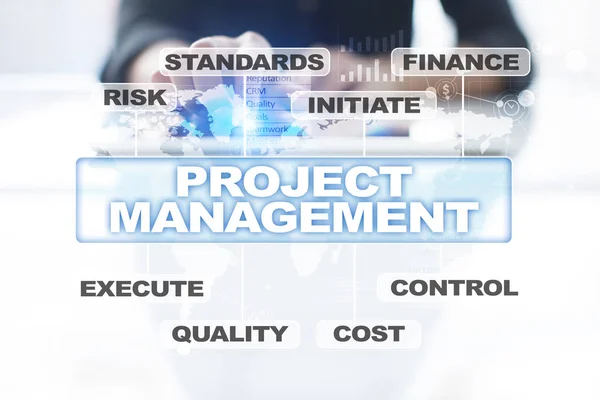 Project management on the virtual screen. Business concept. — Stock Photo, Image