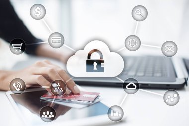 Siber Güvenlik, veri koruma, bilgi güvenliği ve şifreleme. İnternet Teknoloji ve iş kavramı.