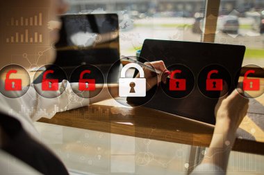 Siber Güvenlik, veri koruma, bilgi güvenliği ve şifreleme. İnternet Teknoloji ve iş kavramı.