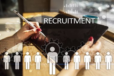 İnsan kaynakları yönetimi, insan kaynakları, işe alım, liderlik ve ekip oluşturma. İş ve teknoloji kavramı.